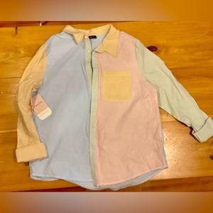 Multicolor Seersucker style button up, NWT